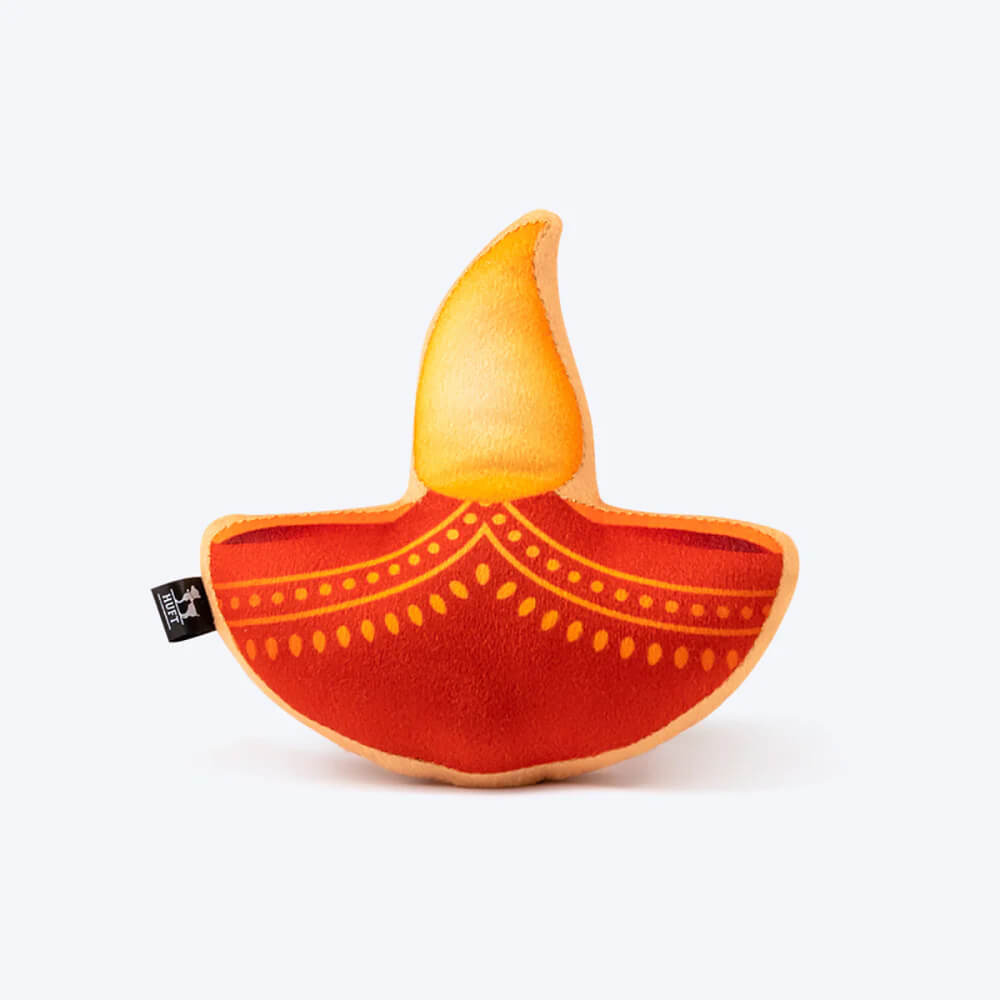 HUFT Diwali Diya Squeaky Dog Toy – Yellow/Orange