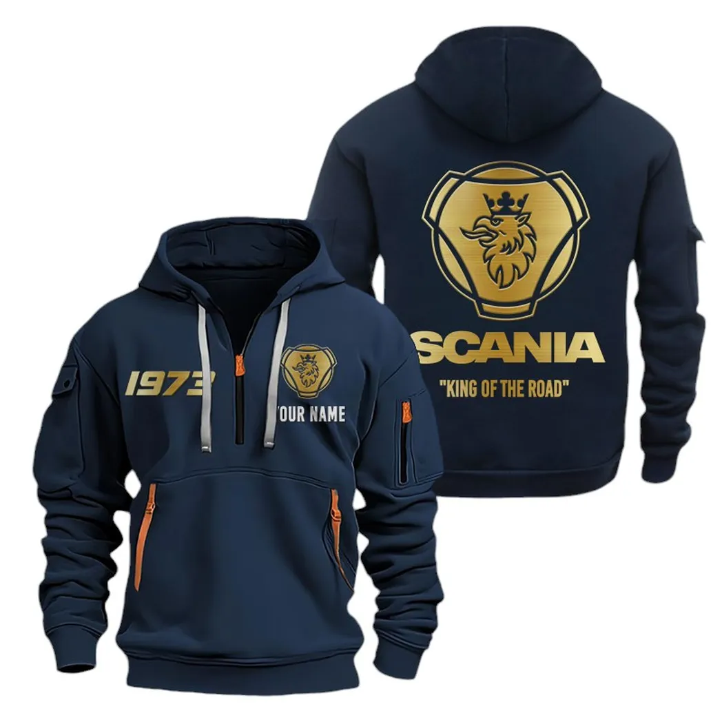 Road Hauler Enthusiasts Gift Hoodie Half Zipper, Active Supporter Half-Zip Hoodie CAR019 - Navy