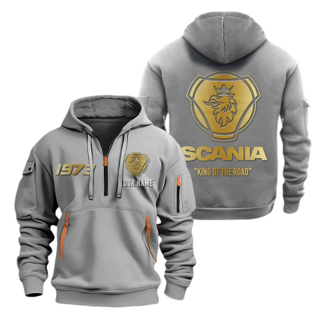 Freight Truck Owners Gift Hoodie Half Zipper, True Supporter Half-Zip Hoodie CAR019 - Gray