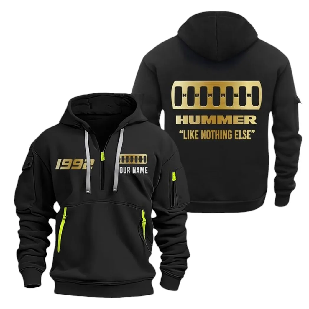 Off-Road SUV Collectors Gift Hoodie Half Zipper, Sporty Fan Half-Zip Hoodie CAR019 - Black