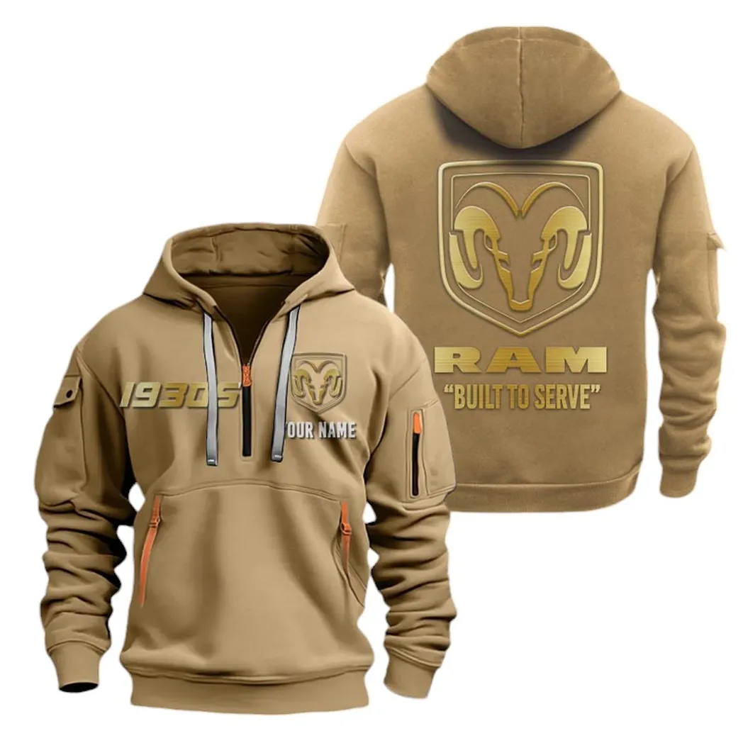 American Work Truck Owners Gift Hoodie Half Zipper, All-Season Fan Half-Zip Hoodie CAR019 - Khaki
