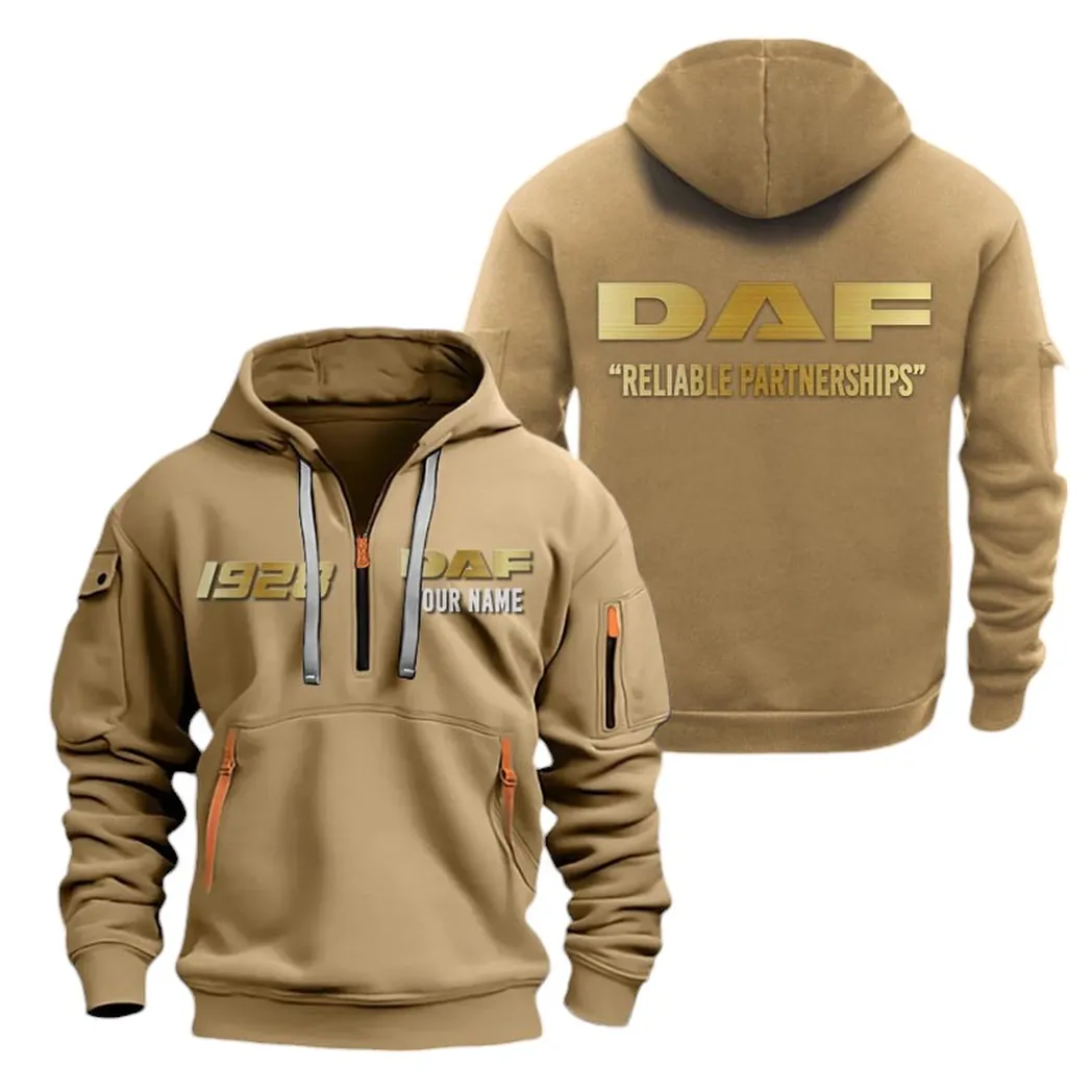 Logistics Truck Lovers Gift Hoodie Half Zipper, Bold Fan Hoodie CAR019 - Khaki
