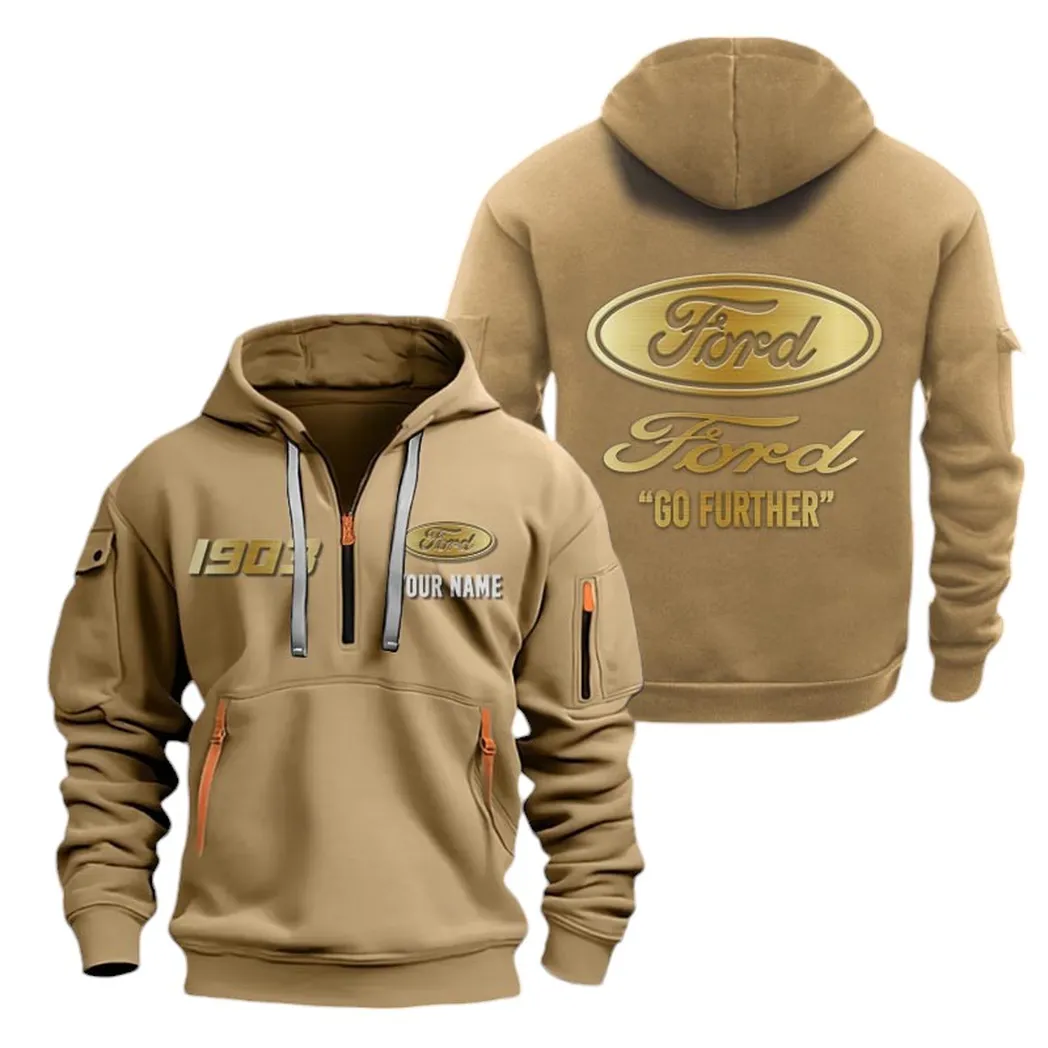 Vintage Ride Owners Gift Hoodie Half Zipper, Supporter Style Half-Zip Hoodie CAR019 - Khaki