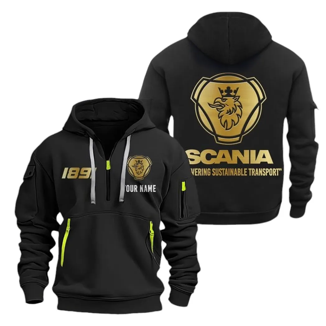 Long-Haul Vehicle Owners Gift Hoodie Half Zipper, Modern Sport Hoodie CAR019 - Black