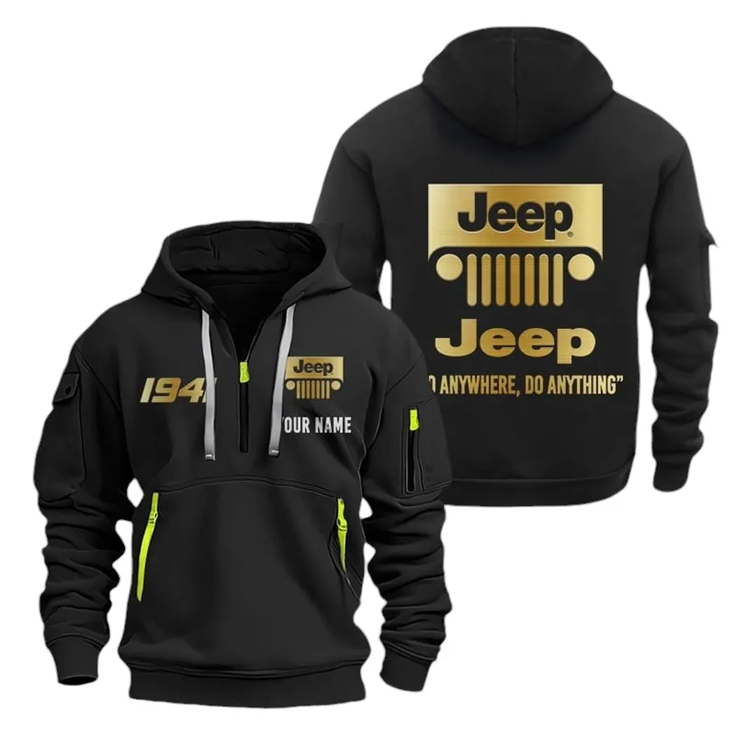 Trail-Ready SUV Lovers Gift Hoodie Half Zipper, Supporter Spirit Hoodie CAR019 - Black