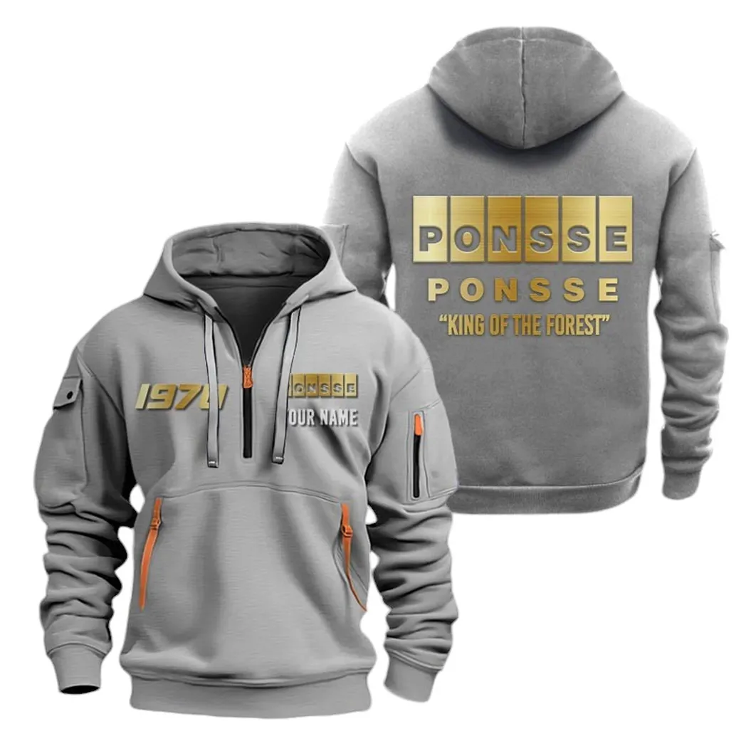 Logging Vehicle Owners Gift Hoodie Half Zipper, Supporter Style Half-Zip Hoodie CAR019 - Gray