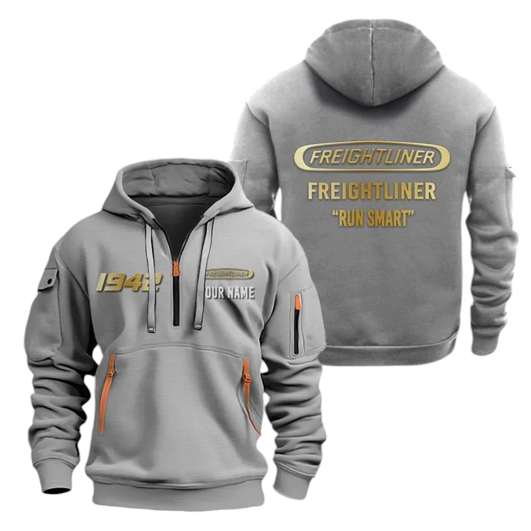 Logistics Truck Fans Gift Hoodie Half Zipper, Performance Fan Hoodie CAR019 - Gray