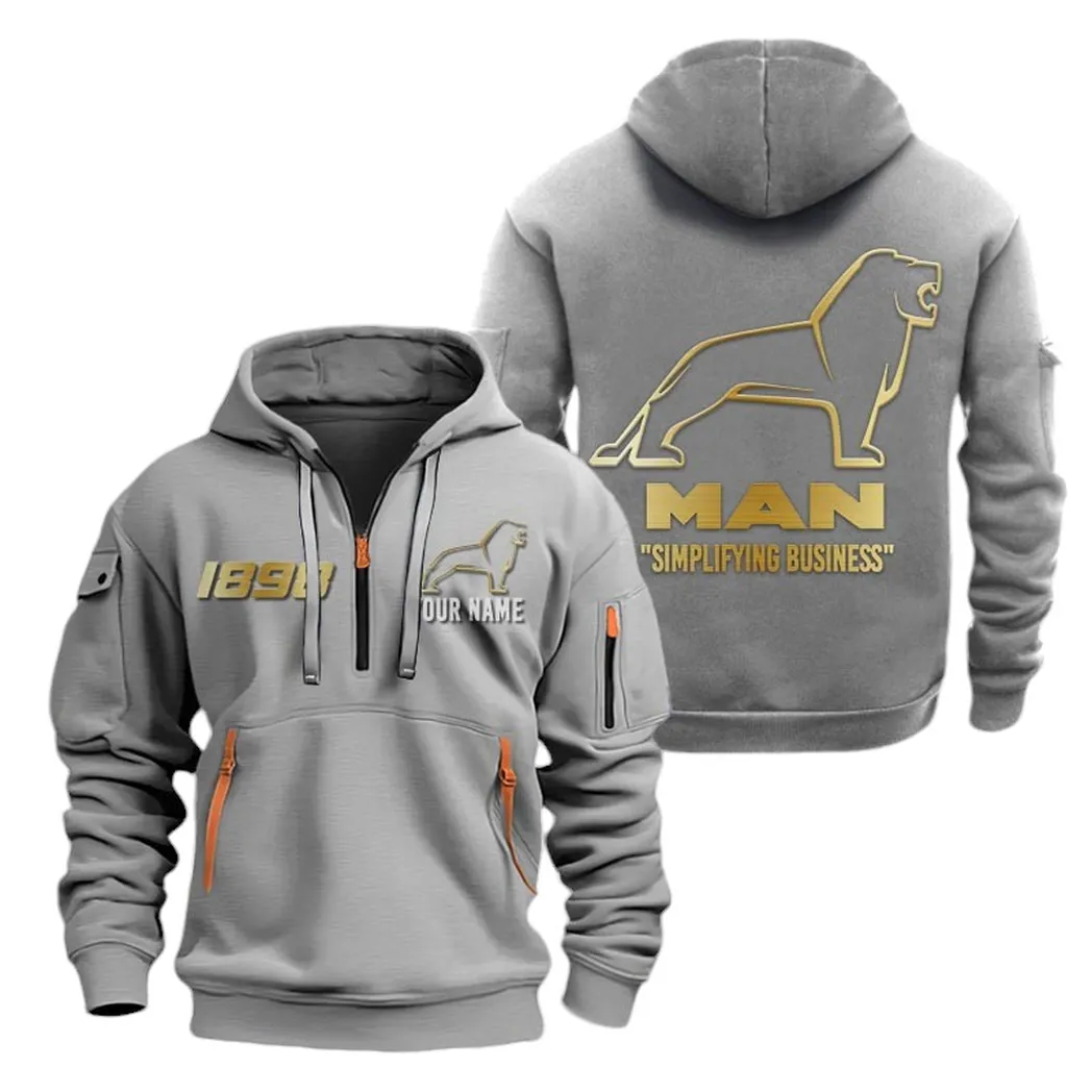 Long-Haul Transport Vehicle Fans Gift Hoodie Half Zipper, Everyday Comfort Half-Zip Hoodie CAR019 - Gray