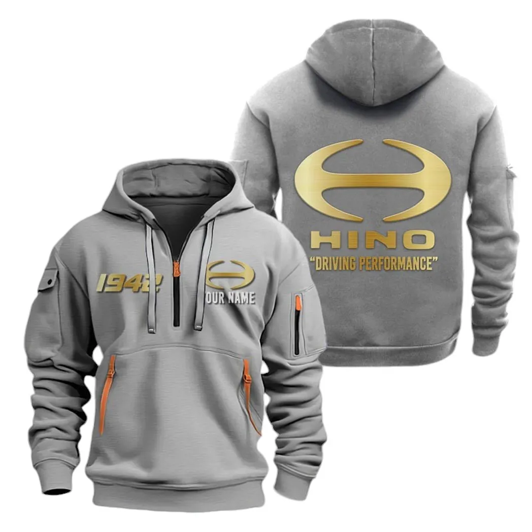 Durable Lorry Enthusiasts Gift Hoodie Half Zipper, True Supporter Half-Zip Hoodie CAR019 - Gray
