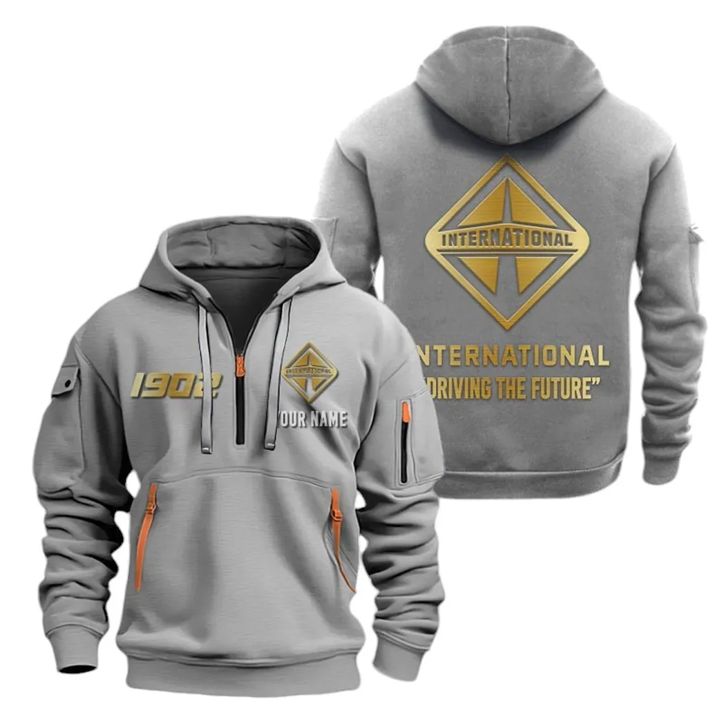 Freight Carrier Collectors Gift Hoodie Half Zipper, Active Supporter Half-Zip Hoodie CAR019 - Gray