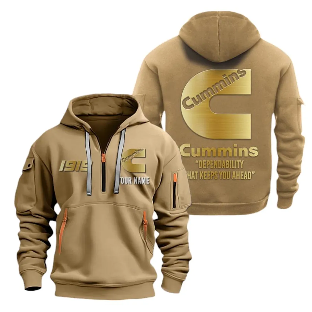 PowerPlus Motors Collectors Gift Hoodie Half Zipper, Classic Sport Half-Zip Hoodie CAR019 - Khaki