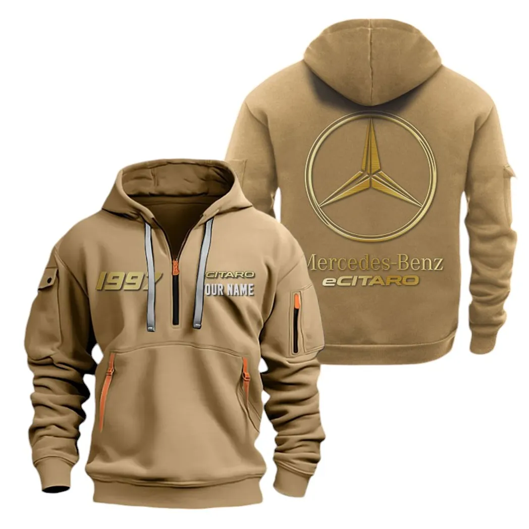 Municipal Bus Enthusiasts Gift Hoodie Half Zipper, Classic Sport Half-Zip Hoodie CAR019 - Khaki