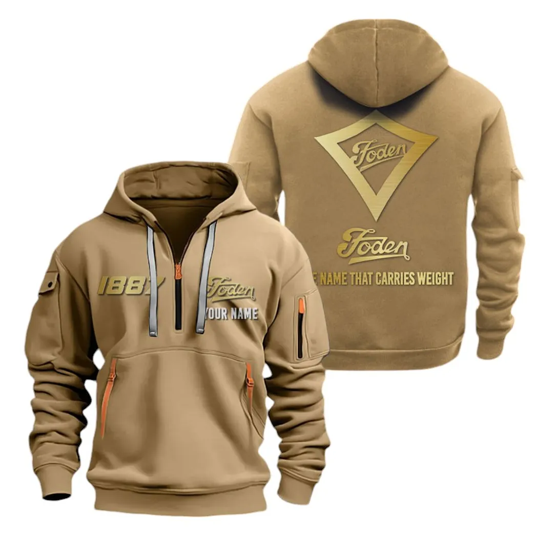 Industrial Hauling Truck Enthusiasts Gift Hoodie Half Zipper, Active Supporter Half-Zip Hoodie CAR019 - Khaki