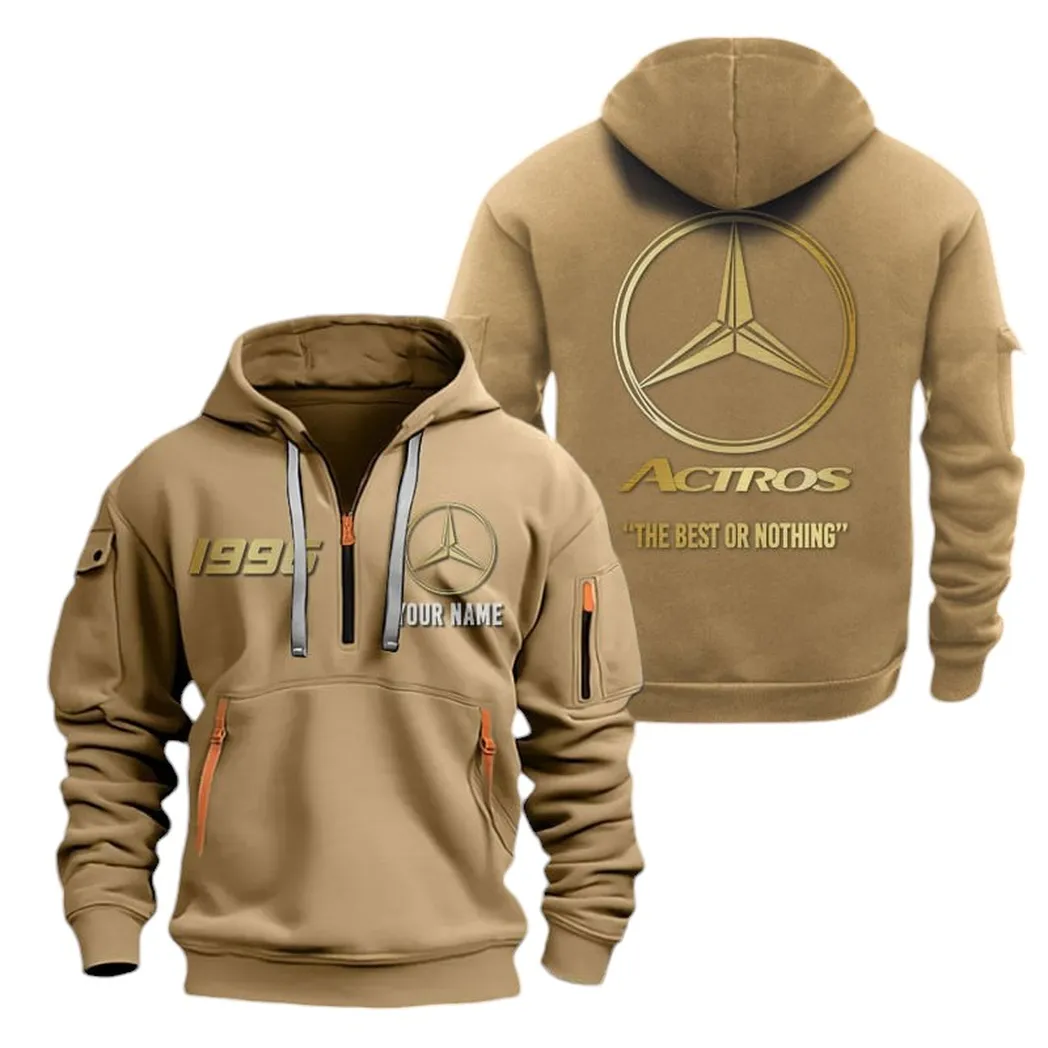 Big Rig Lovers Gift Hoodie Half Zipper, Athletic Fan Half-Zip Hoodie CAR019 - Khaki
