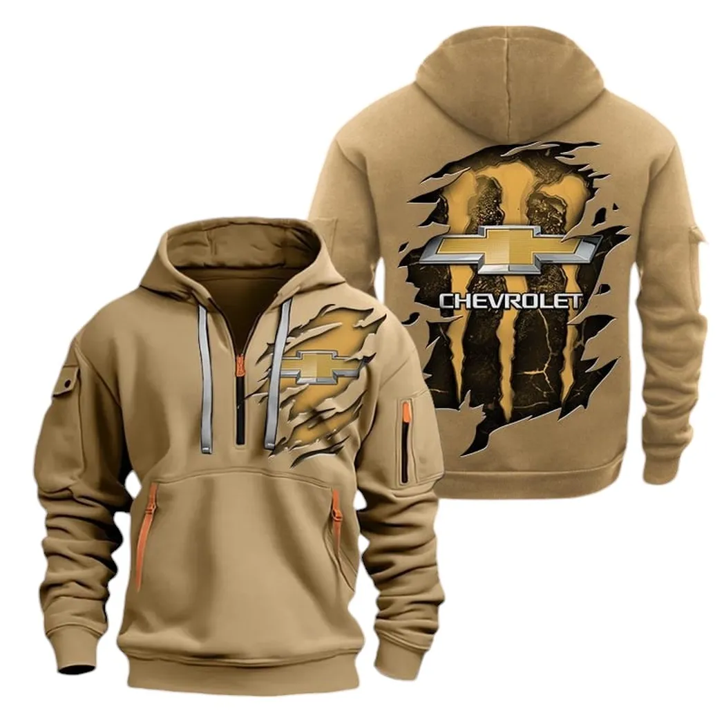Practical Hatchback Owners Gift Hoodie Half Zipper, Performance Fan Hoodie CAR021 - Khaki