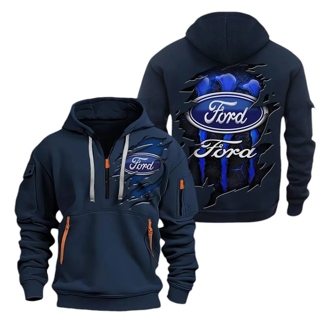 Pickup Legend Owners Gift Hoodie Half Zipper, Bold Energy Hoodie CAR021 - Navy