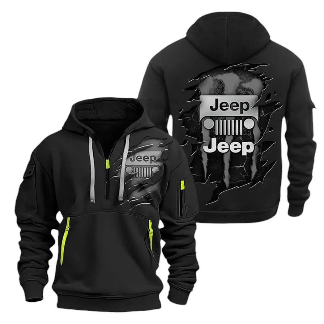 Utility 4x4 Manufacturer Fans Gift Hoodie Half Zipper, Sporty Fan Half-Zip Hoodie CAR021 - Black