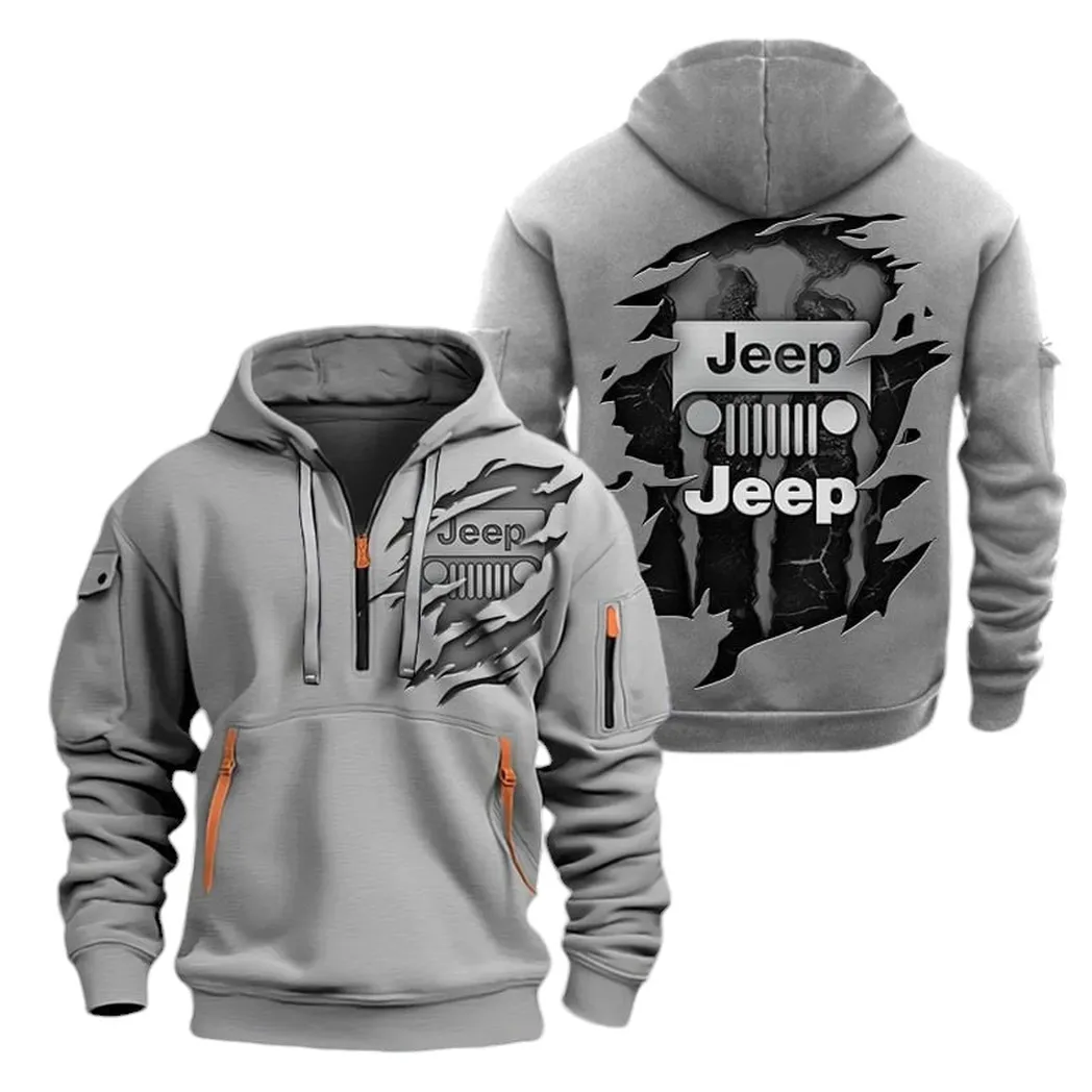 Outdoor Adventure Vehicle Enthusiasts Gift Hoodie Half Zipper, Classic Sport Half-Zip Hoodie CAR021 - Gray