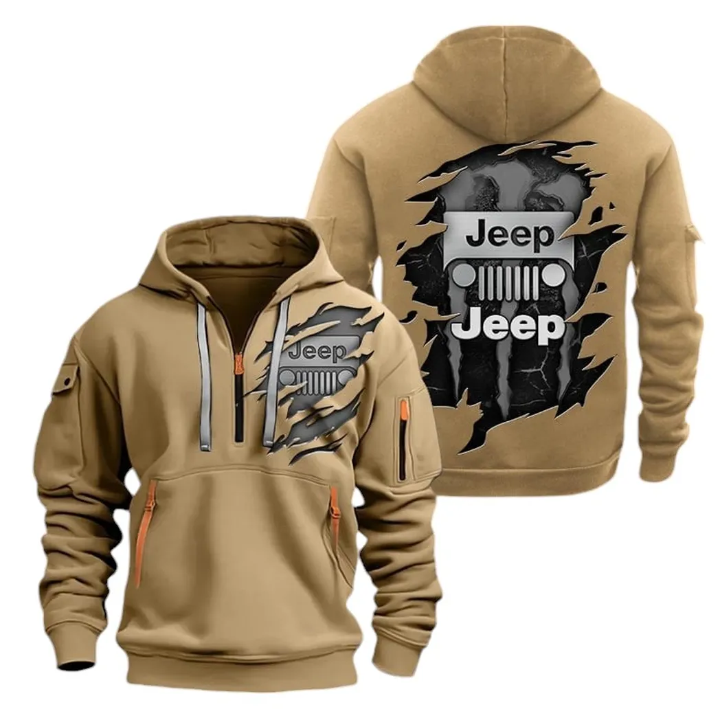 4x4 Vehicle Maker Owners Gift Hoodie Half Zipper, Game Time Hoodie CAR021 - Khaki