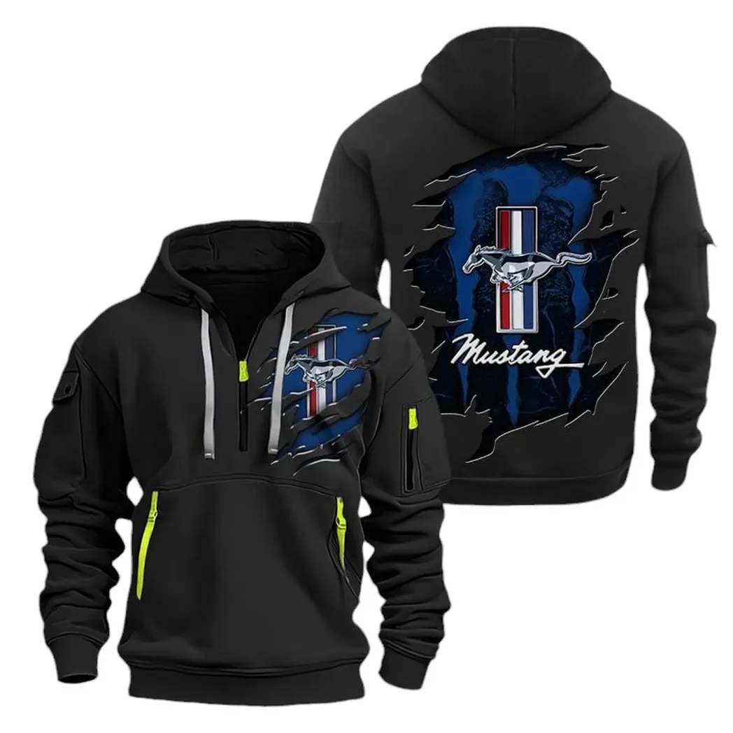 Two-Door Sports Car Enthusiasts Gift Hoodie Half Zipper, Supporter Style Half-Zip Hoodie CAR021 - Black