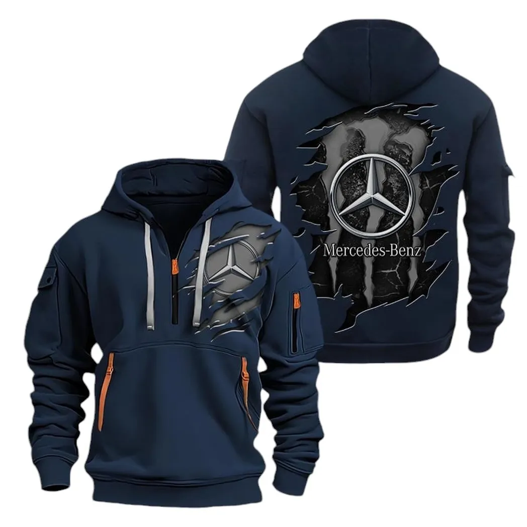 Premium Road Vehicle Collectors Gift Hoodie Half Zipper, Bold Energy Hoodie CAR021 - Navy