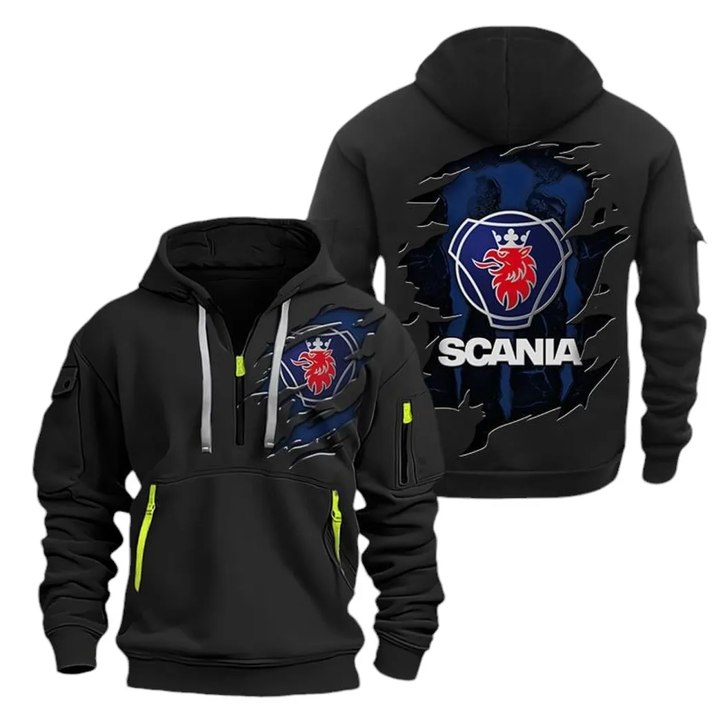 Cargo Hauler Owners Gift Hoodie Half Zipper, Modern Sport Hoodie CAR021 - Black