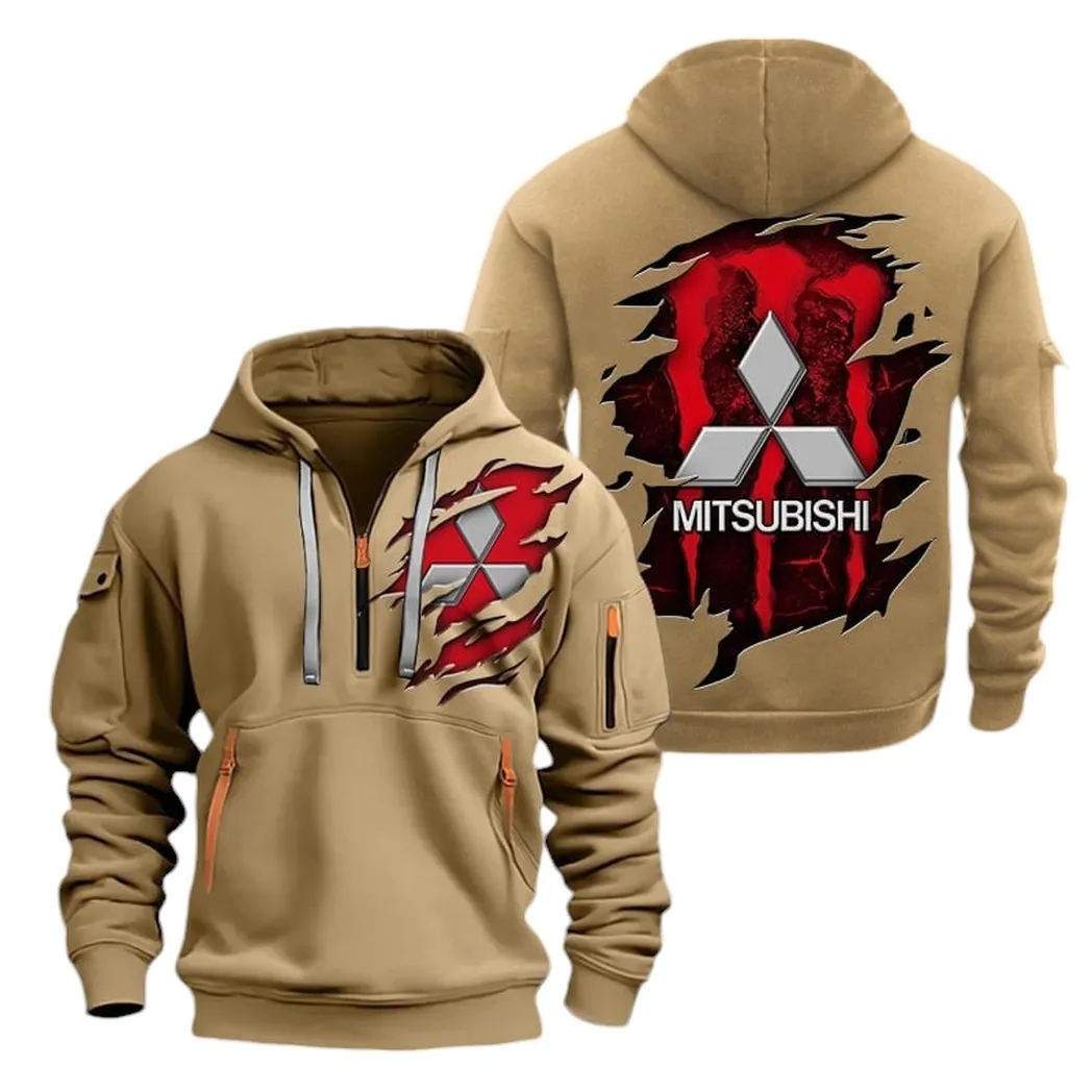 Compact Sedan Collectors Gift Hoodie Half Zipper, Bold Energy Hoodie CAR021 - Khaki