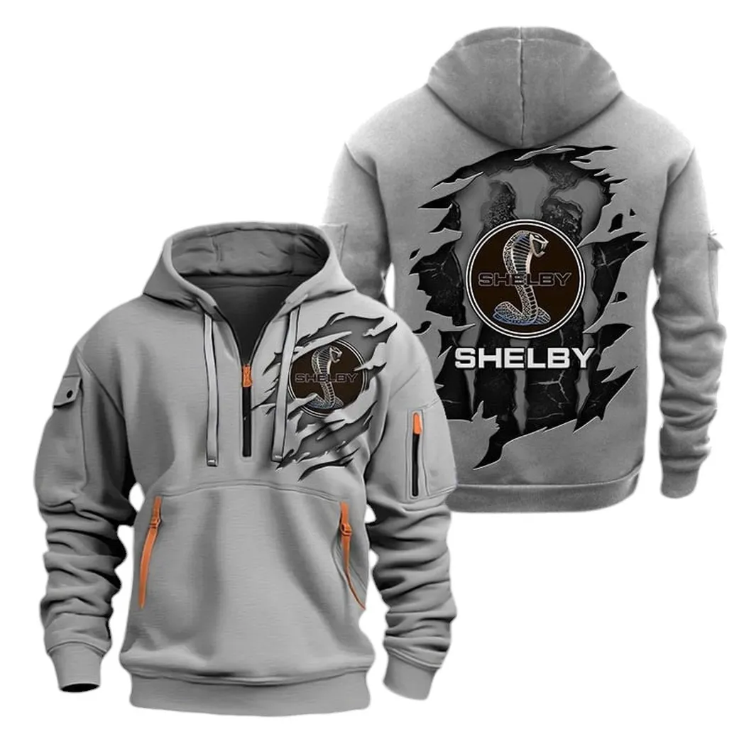 Iconic Performance Car Lovers Gift Hoodie Half Zipper, Bold Energy Hoodie CAR021 - Gray