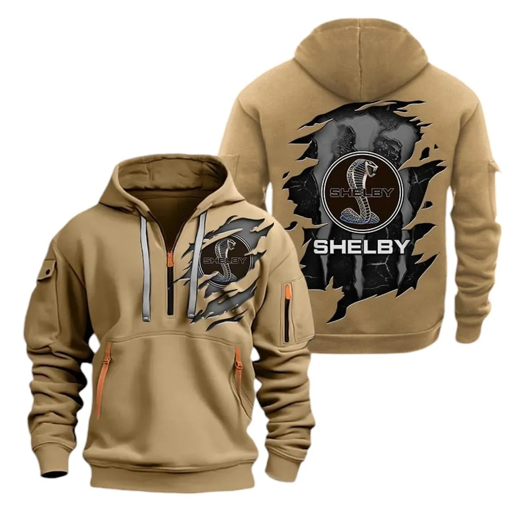 Muscle Car Fans Gift Hoodie Half Zipper, All-Season Fan Half-Zip Hoodie CAR021 - Khaki