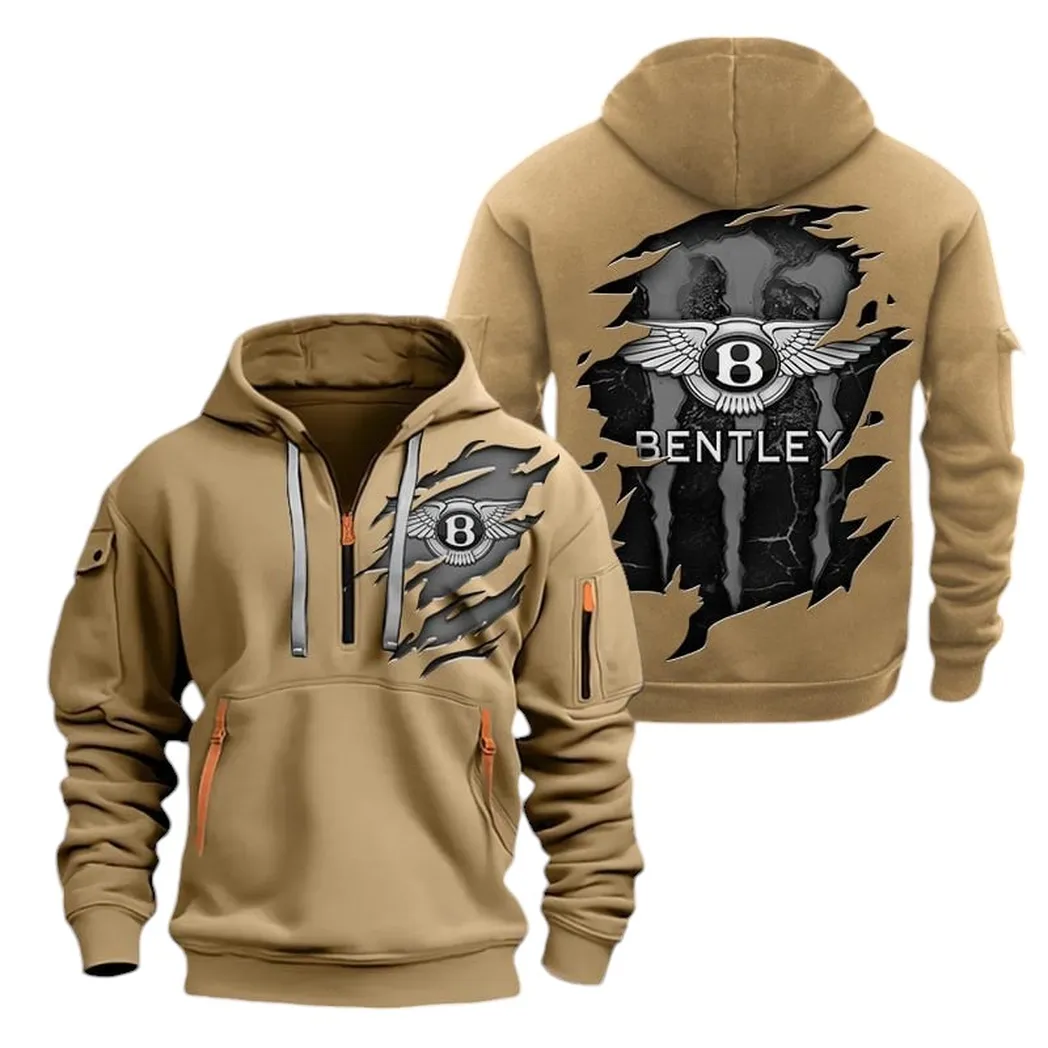 Luxury Sedan Enthusiasts Gift Hoodie Half Zipper, Sporty Fan Half-Zip Hoodie CAR021 - Khaki