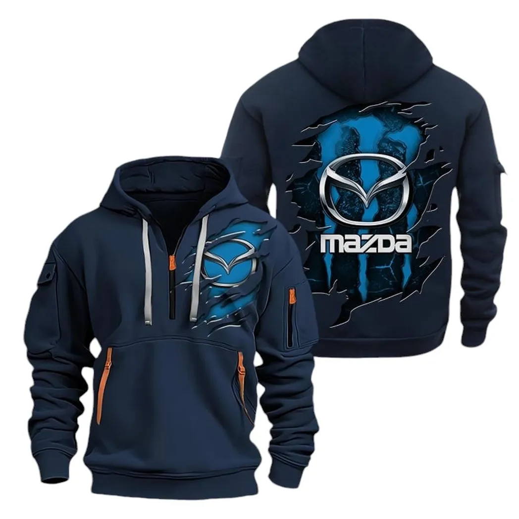 Compact Car Lovers Gift Hoodie Half Zipper, Everyday Fan Hoodie CAR021 - Navy