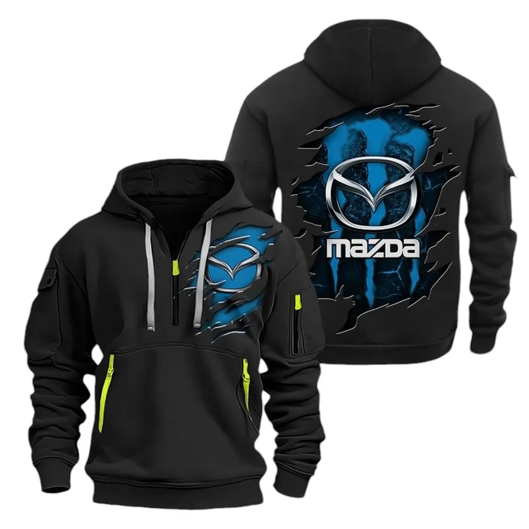 Compact Car Fans Gift Hoodie Half Zipper, Everyday Comfort Half-Zip Hoodie CAR021 - Black