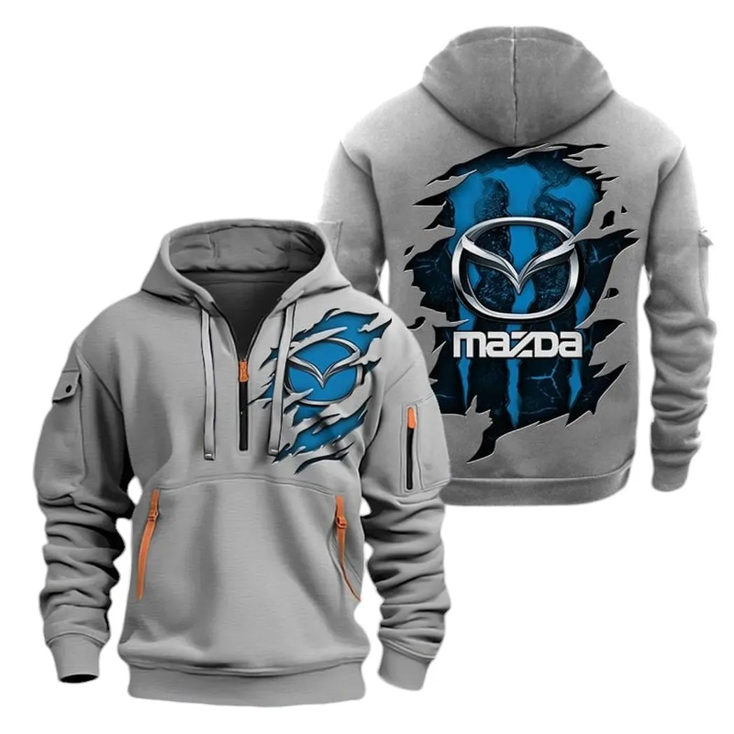 Urban Auto Lovers Gift Hoodie Half Zipper, Modern Sport Hoodie CAR021 - Gray