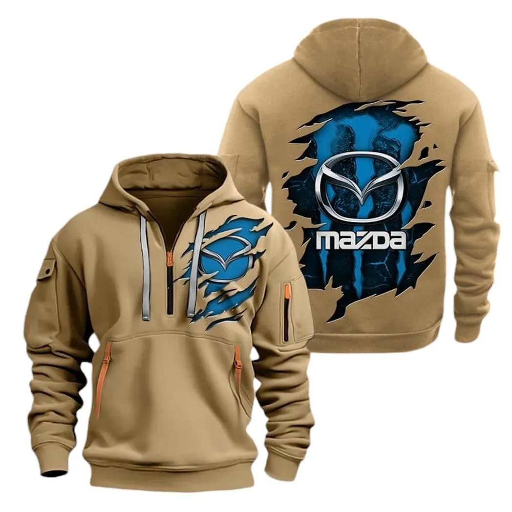 Family Sedan Enthusiasts Gift Hoodie Half Zipper, Sport Spirit Hoodie CAR021 - Khaki
