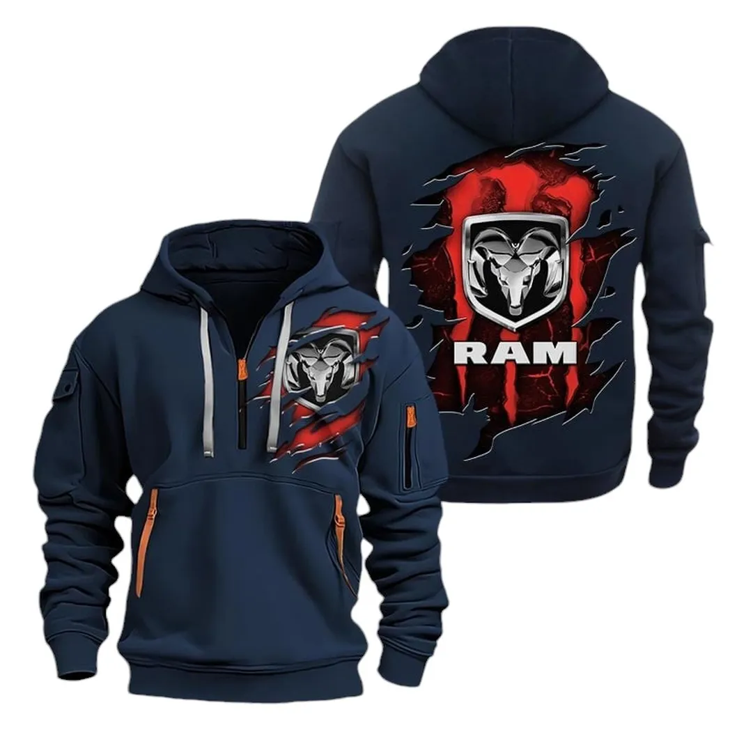 Tough Truck Lovers Gift Hoodie Half Zipper, Game Day Half-Zip Hoodie CAR021 - Navy