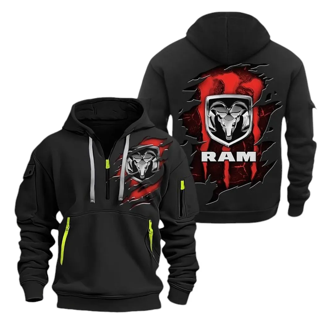 American Work Truck Enthusiasts Gift Hoodie Half Zipper, Lifestyle Fan Half-Zip Hoodie CAR021 - Black
