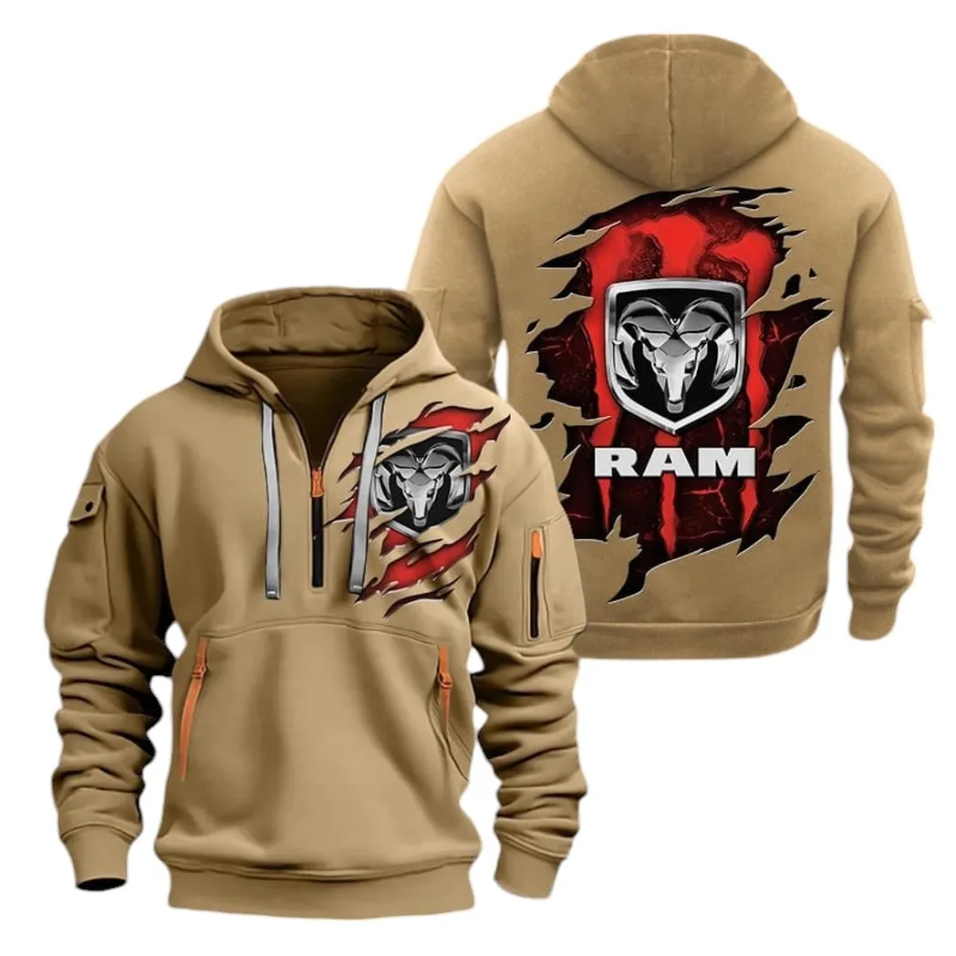 Full-Size Pickup Lovers Gift Hoodie Half Zipper, Game Time Hoodie CAR021 - Khaki