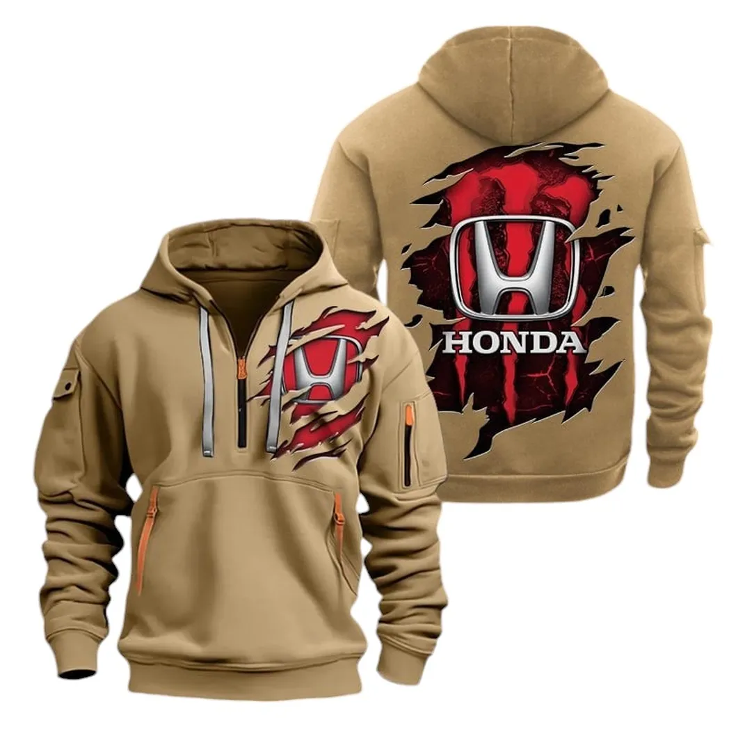 Compact Car Collectors Gift Hoodie Half Zipper, Everyday Comfort Half-Zip Hoodie CAR021 - Khaki