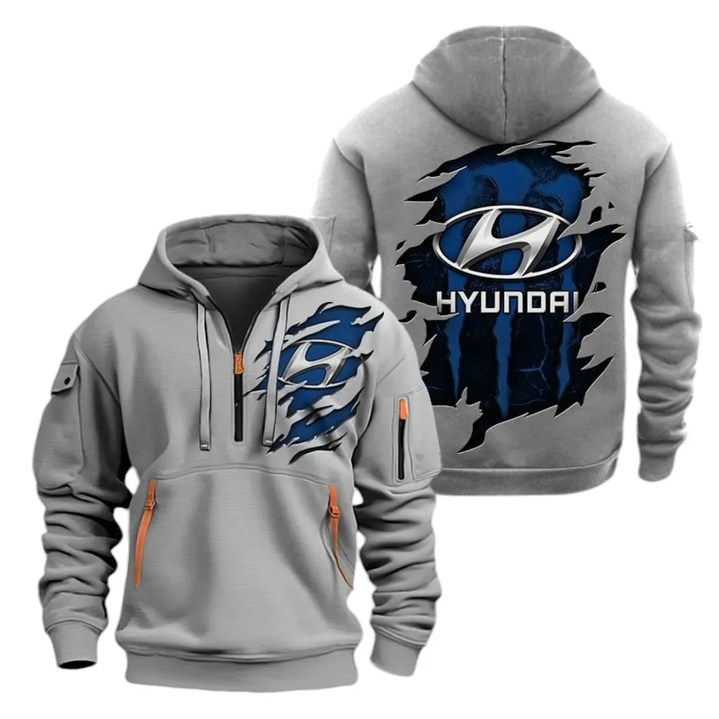Family Car Collectors Gift Hoodie Half Zipper, Bold Fan Hoodie CAR021 - Gray