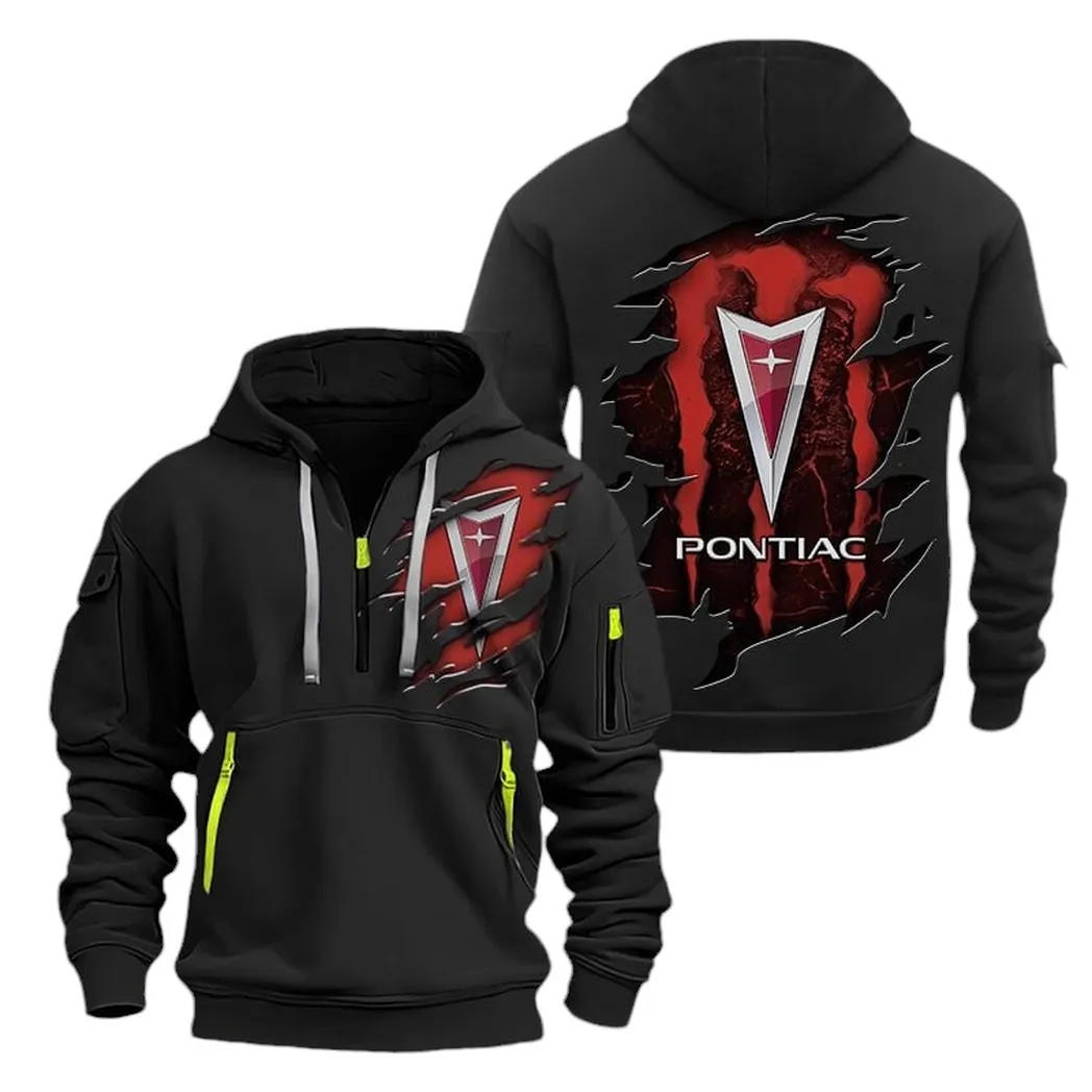 Muscle Car Lovers Gift Hoodie Half Zipper, Performance Fan Hoodie CAR021 - Black