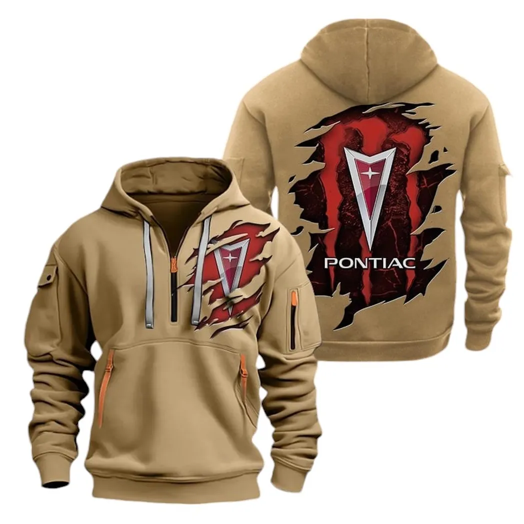 Historic American Ride Collectors Gift Hoodie Half Zipper, Sport Spirit Hoodie CAR021 - Khaki