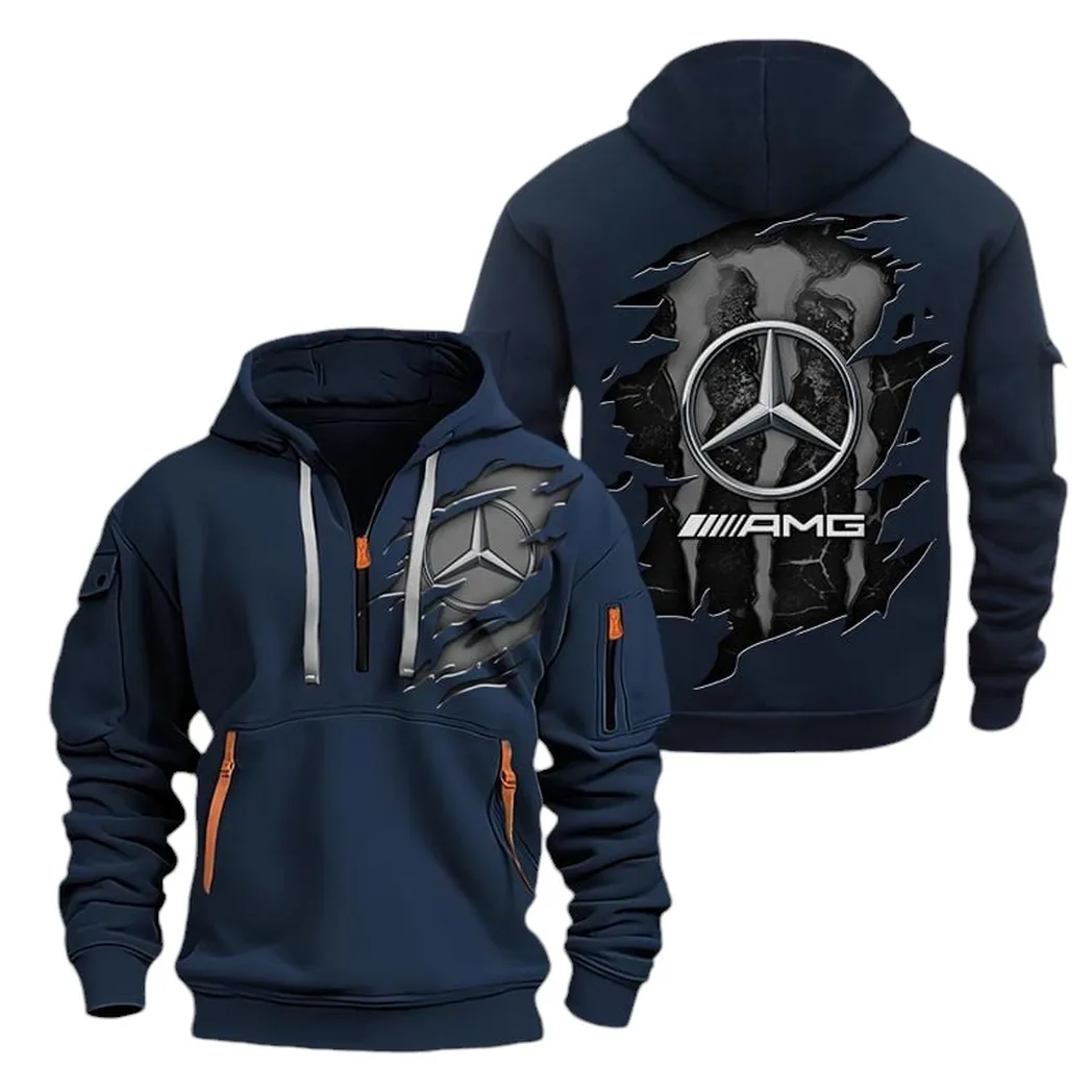 Speed Machine Enthusiasts Gift Hoodie Half Zipper, All-Season Fan Half-Zip Hoodie CAR021 - Navy