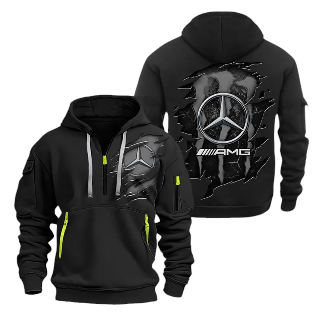 Track-Ready Car Collectors Gift Hoodie Half Zipper, Active Spirit Hoodie CAR021 - Black