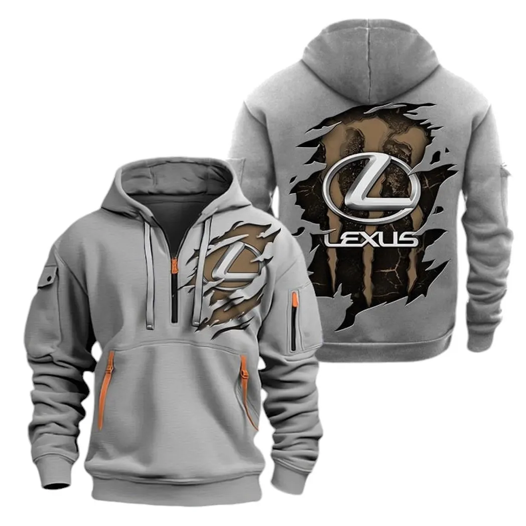 Hybrid Luxury Car Owners Gift Hoodie Half Zipper, Bold Fan Hoodie CAR021 - Gray