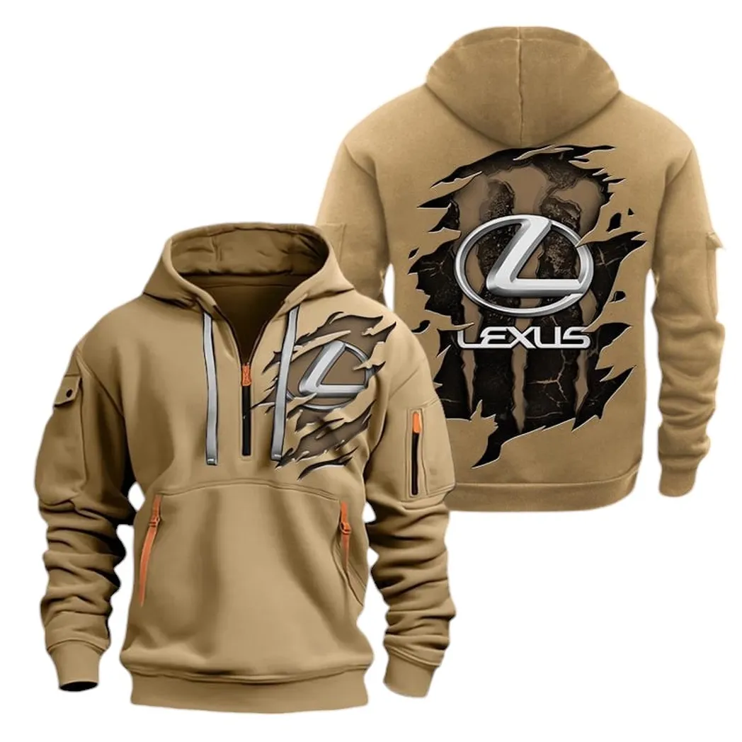 Luxury Car Fans Gift Hoodie Half Zipper, Casual Sport Half-Zip Hoodie CAR021 - Khaki