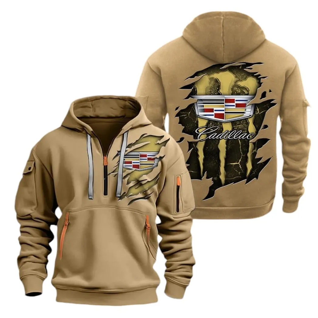 Stylish Luxury Wagon Enthusiasts Gift Hoodie Half Zipper, Game Ready Half-Zip Hoodie CAR021 - Khaki