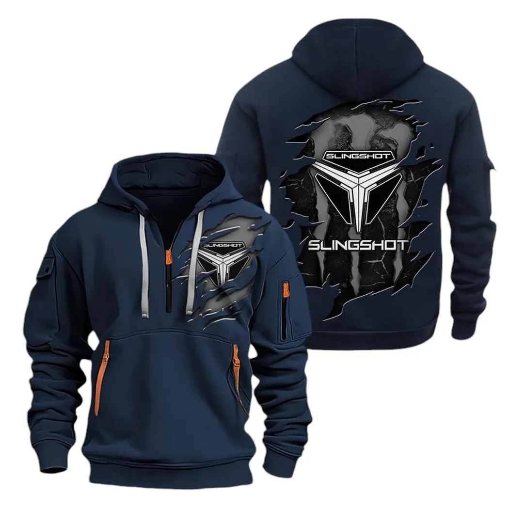 Three-Wheel Roadster Collectors Gift Hoodie Half Zipper, Everyday Comfort Half-Zip Hoodie CAR021 - Navy