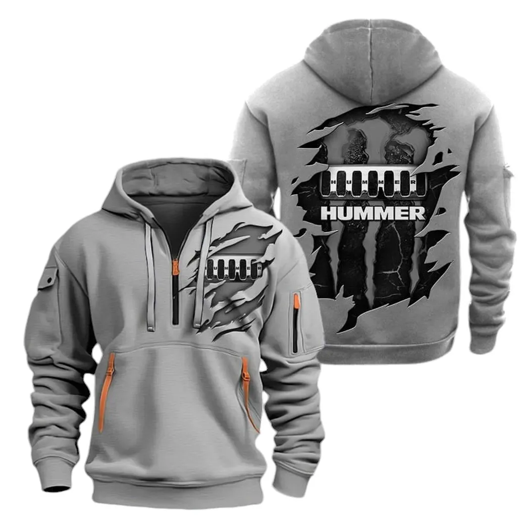 Rugged Utility Auto Owners Gift Hoodie Half Zipper, Everyday Fan Hoodie CAR021 - Gray