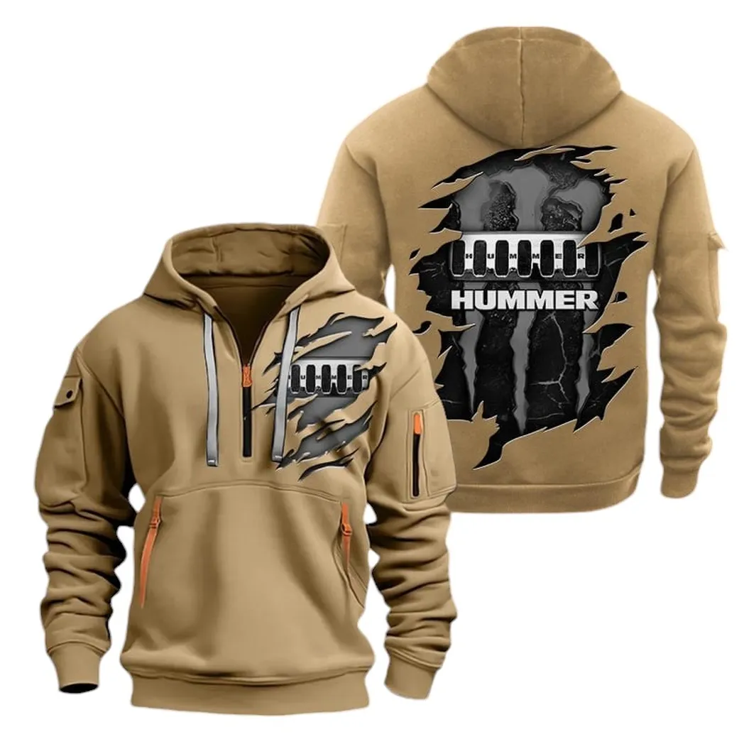 Adventure 4x4 Collectors Gift Hoodie Half Zipper, Active Supporter Half-Zip Hoodie CAR021 - Khaki