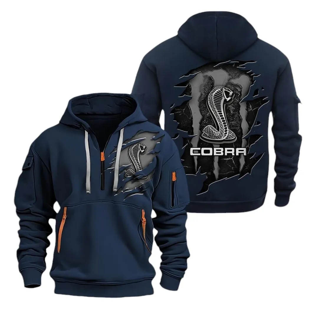 Speed-Oriented Car Enthusiasts Gift Hoodie Half Zipper, Supporter Spirit Hoodie CAR021 - Navy